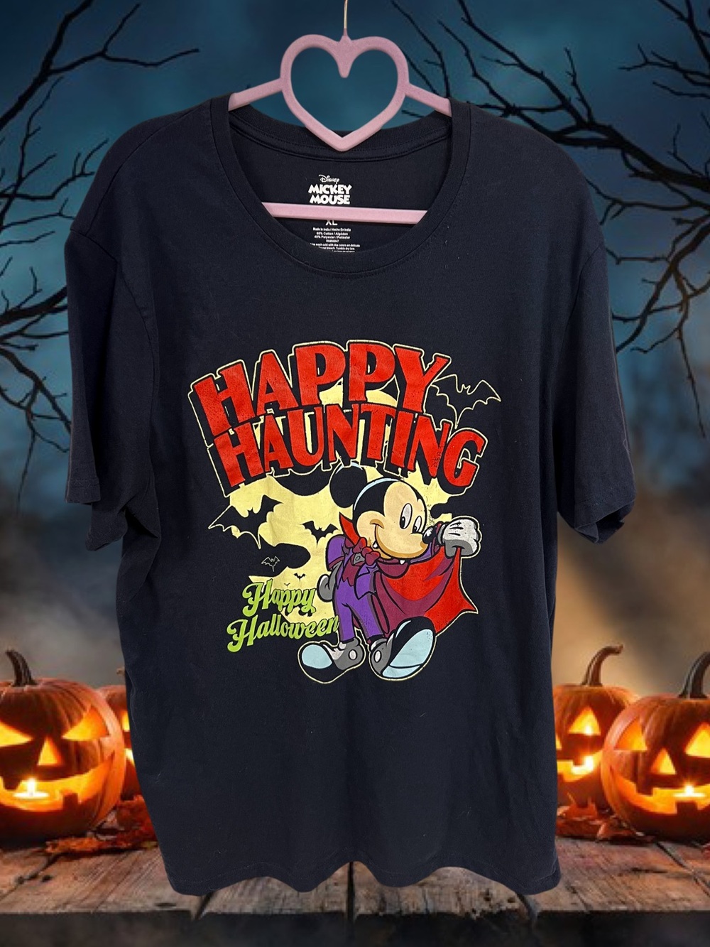 Disney Mickey Mouse navy happy haunting Dracula tee